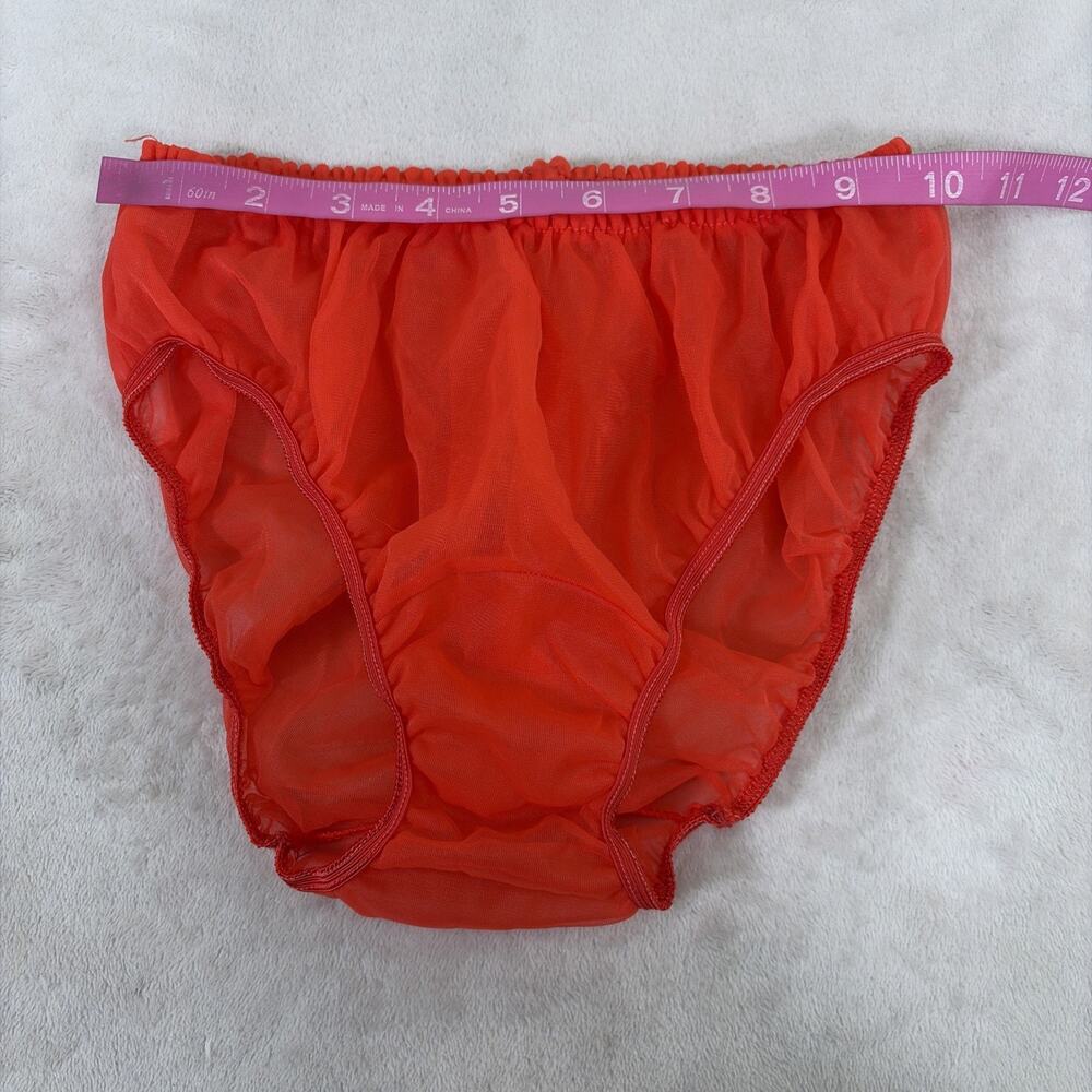 Vintage Sheer Red Bra, Bloomers and Smock Top Ruffled Trim Bows No Tags Charity - Picture 9 of 16